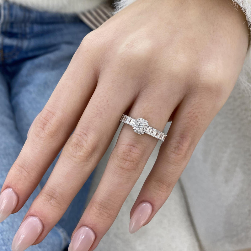 Diamond Half Eternity Ring 1.56 Carat White Gold 14K