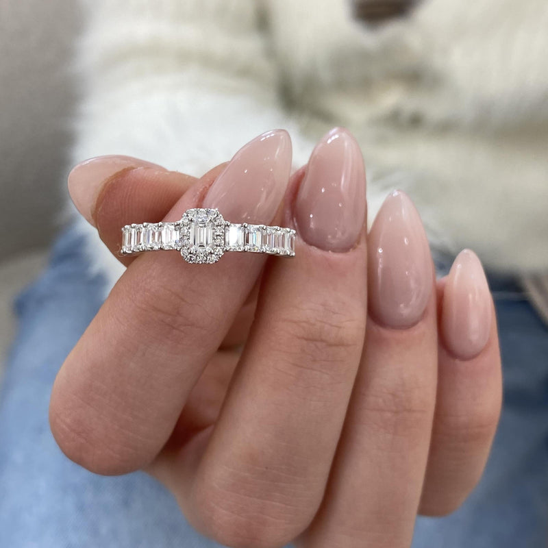 Diamond Half Eternity Ring 1.56 Carat White Gold 14K