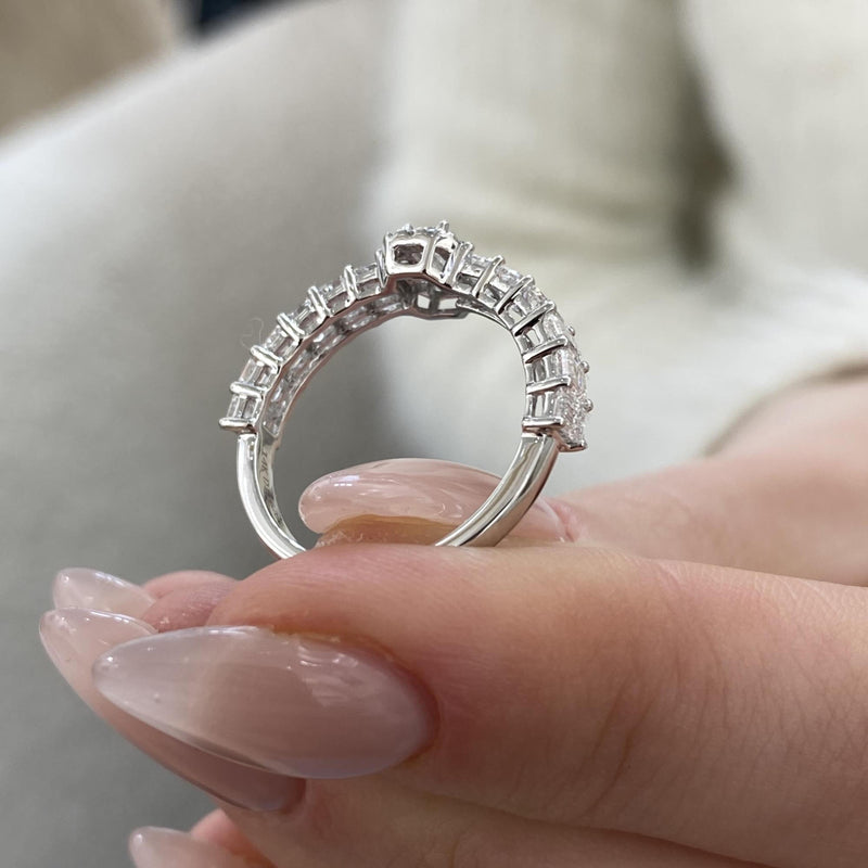 Diamond Half Eternity Ring 1.56 Carat White Gold 14K
