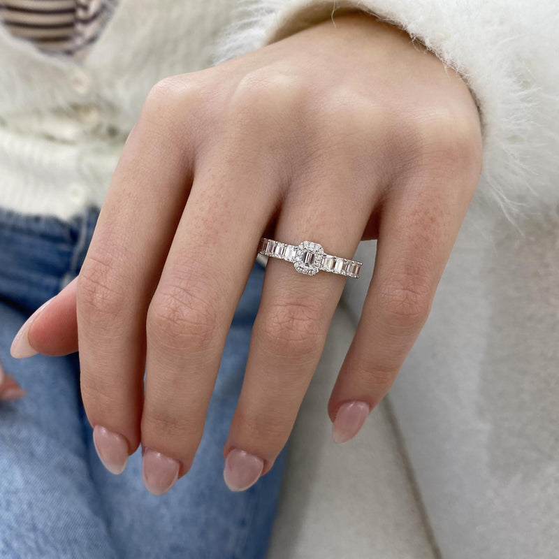 Diamond Half Eternity Ring 1.56 Carat White Gold 14K