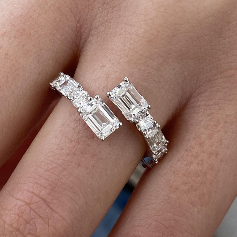 Diamond Wrap Ring 3.02 Carat White Gold 14K