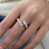 Diamond Wrap Ring 3.02 Carat White Gold 14K
