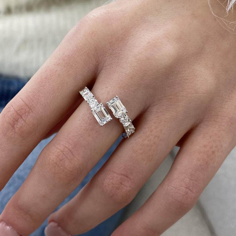 Diamond Wrap Ring 3.02 Carat White Gold 14K