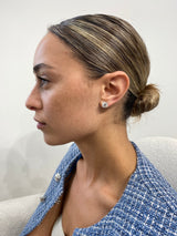 Solitaire Studs Round Diamond Earrings 4 ct TCW , White Gold 14K