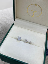 Solitaire Studs Round Diamond Earrings 4 ct TCW , White Gold 14K