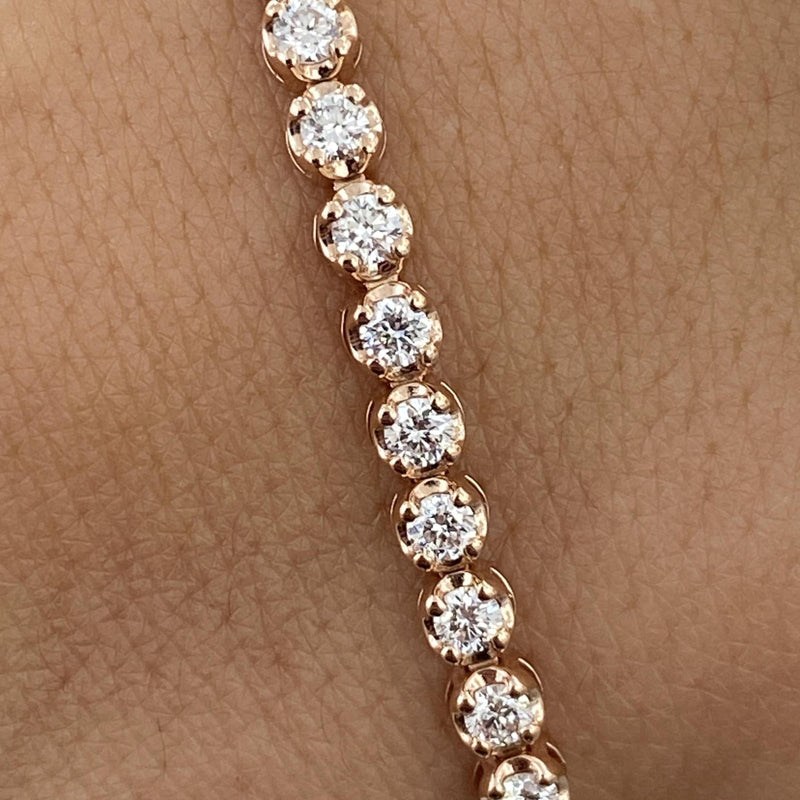 Diamond Tennis Bracelet 3.22 Carat Rose Gold 14K