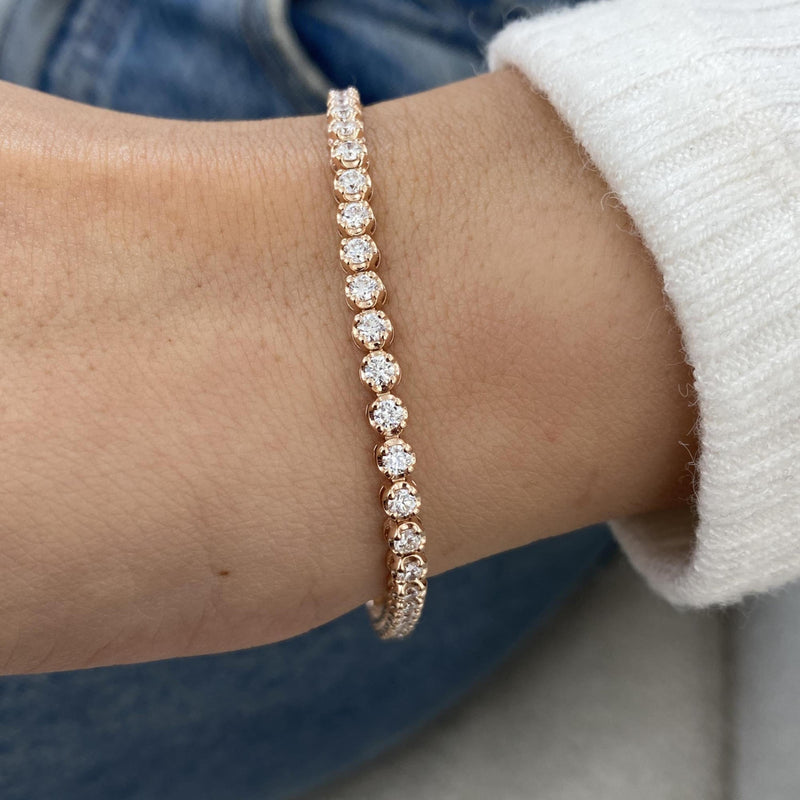 Diamond Tennis Bracelet 3.22 Carat Rose Gold 14K