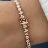 Diamond Tennis Bracelet 3.22 Carat Rose Gold 14K