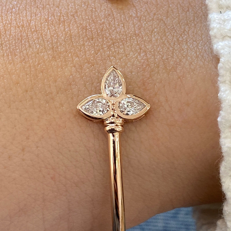 Diamond Bangle Bracelet 1 ct Rose Gold