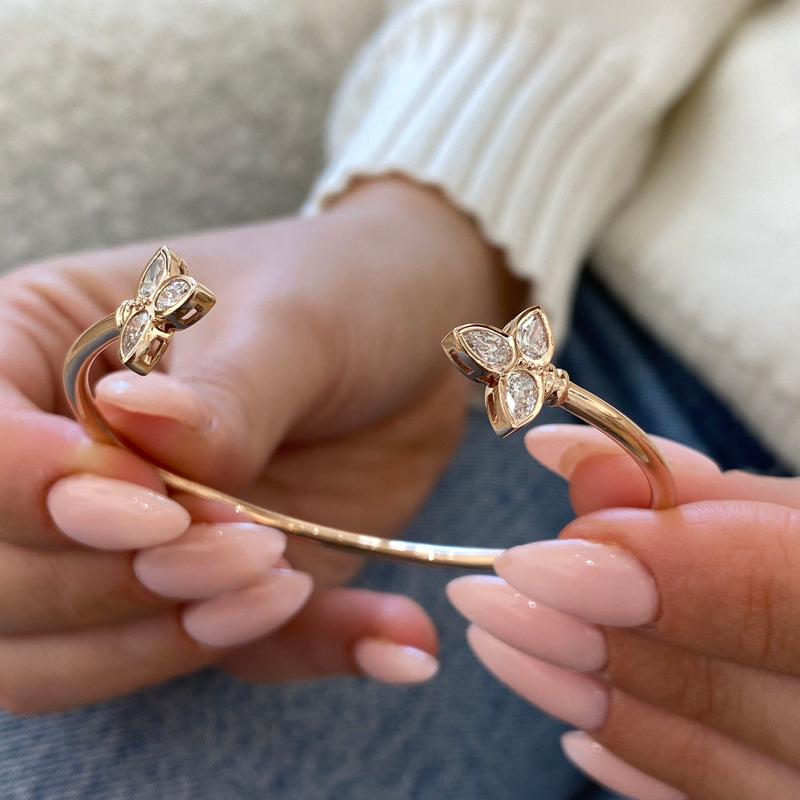 Diamond Bangle Bracelet 1 ct Rose Gold