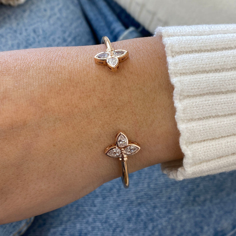 Diamond Bangle Fashion Bracelet 1 ct TCW, Rose Gold 14K