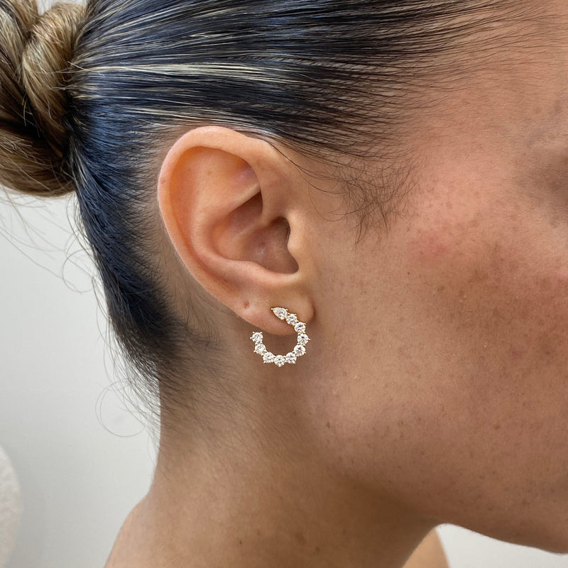 Diamond Hoop Earrings 1.84 Carat Yellow Gold 14K
