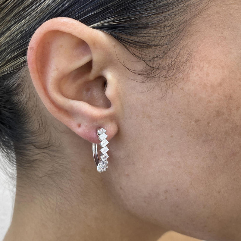 Diamond Hoop Earrings 2.02 Carat White Gold 14K