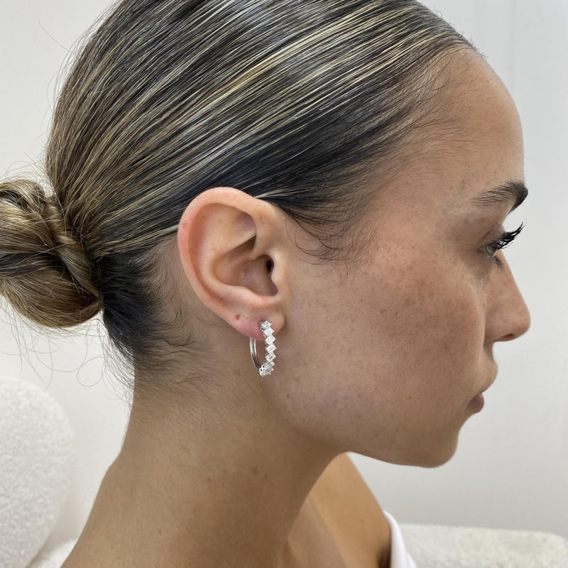 Diamond Hoop Earrings 2.02 Carat White Gold 14K