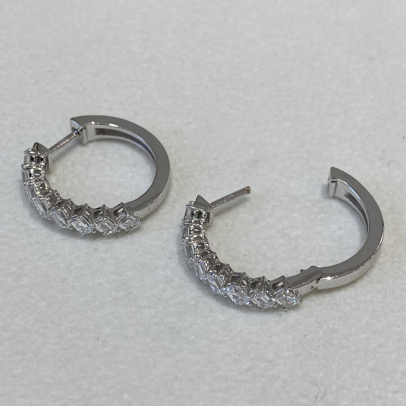 Diamond Hoop Earrings 2.02 Carat White Gold 14K