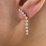 Diamond Climber Earrings 1.2 ct Rose Gold