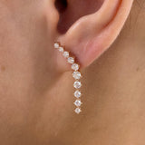 Diamond Climber Earrings 1.2 ct Rose Gold