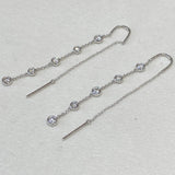 Diamond Threader Earrings 0.78 Carat White Gold 14K