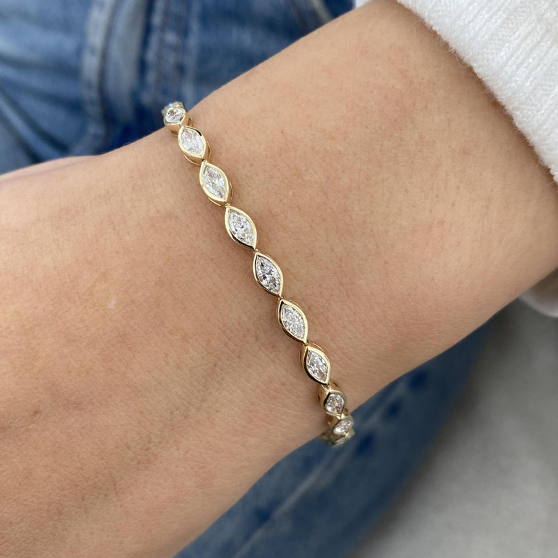 Diamond Tennis Bracelet 3.78 ct TCW, Yellow Gold 14K