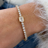 Diamond Tennis Bracelet 5.80 Carat Yellow Gold 14K
