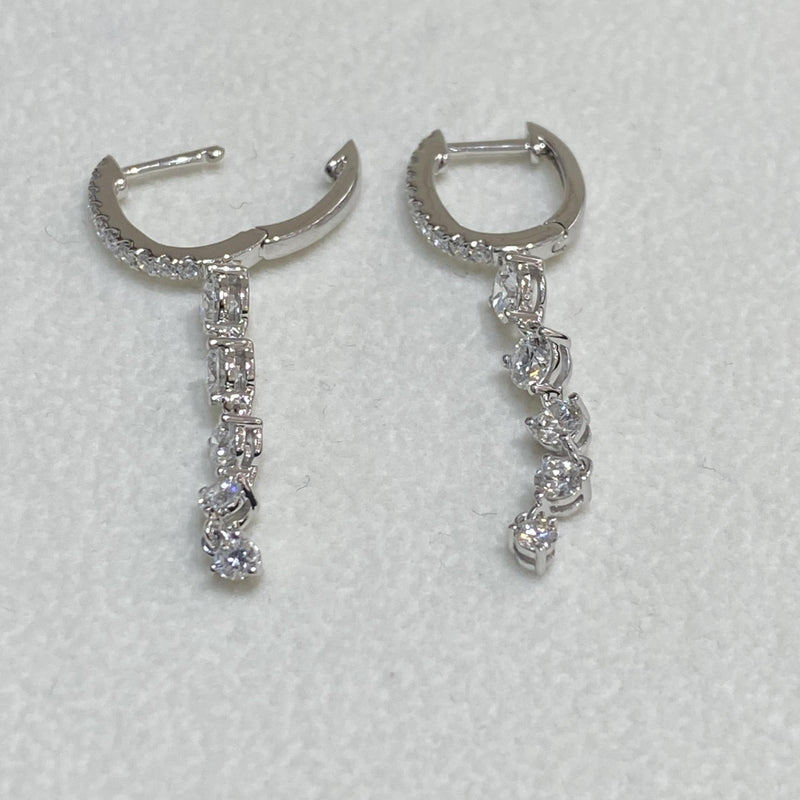 Diamond Drop Earrings 1.27 Carat White Gold 14K