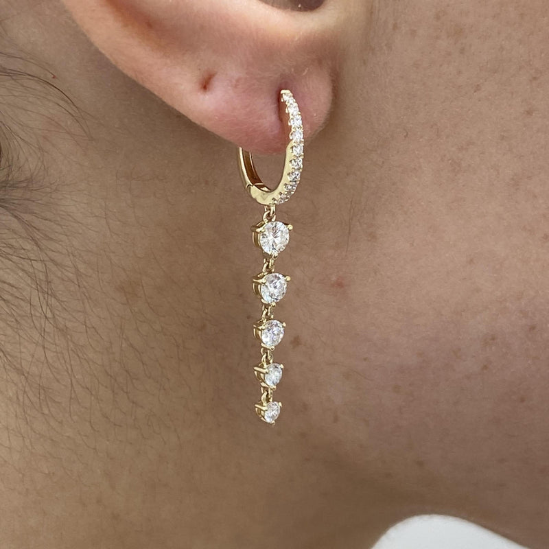 Diamond Drop Earrings 1.28 Carat Yellow Gold 14K