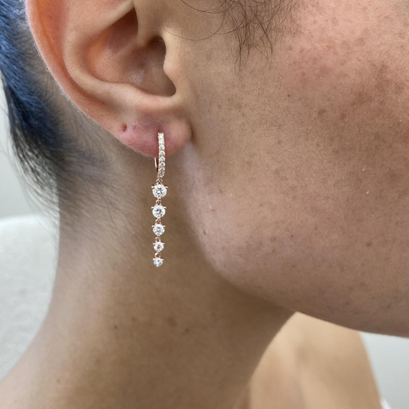 Diamond Drop Earrings 1.27 Carat Rose Gold 14K