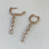 Diamond Drop Earrings 1.27 Carat Rose Gold 14K