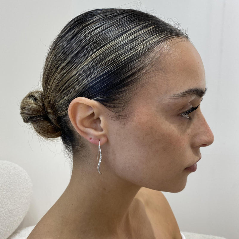 Diamond Threader Earrings 0.54 Carat White Gold 14K