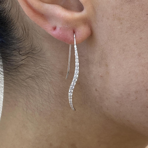 Diamond Threader Earrings 0.54 Carat White Gold 14K