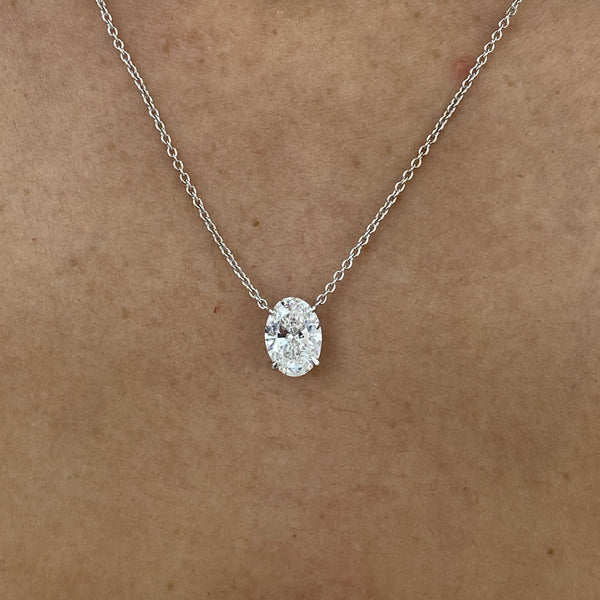 Diamond Pendant Necklace 1.5 Carat White Gold 