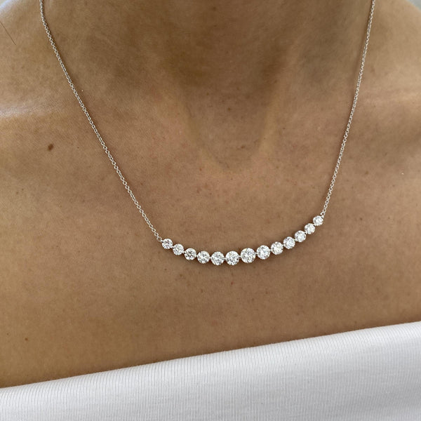 Diamond Chain Necklace 3.22 Carat White Gold 14K
