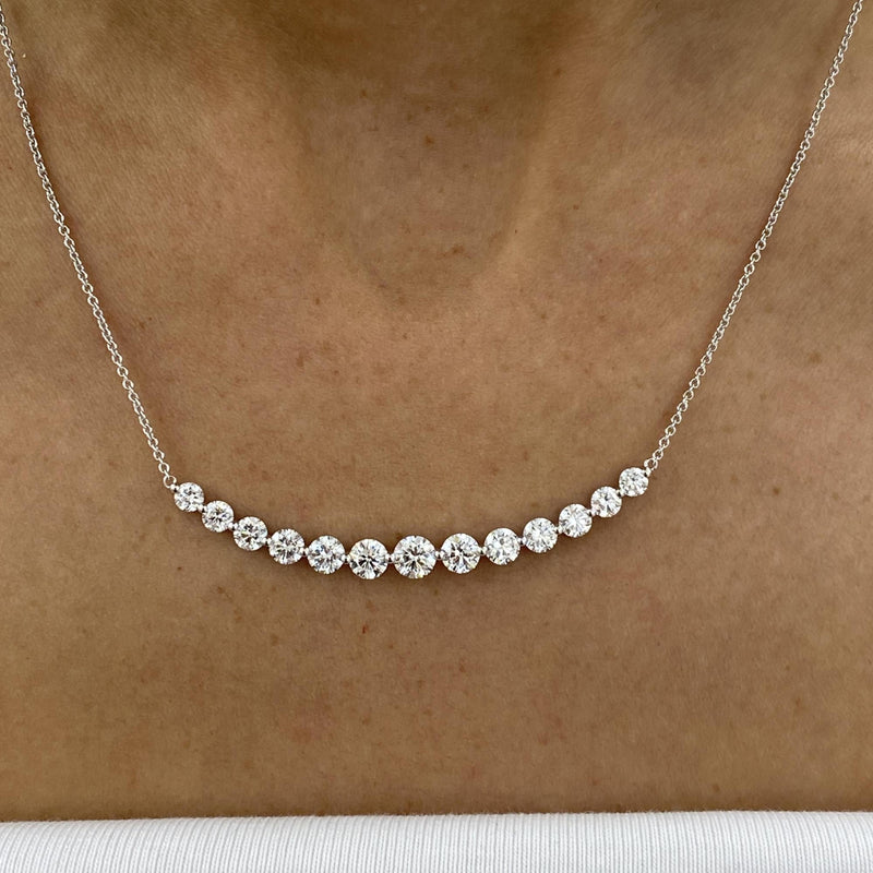 Diamond Chain Necklace 3.22 Carat White Gold 14K