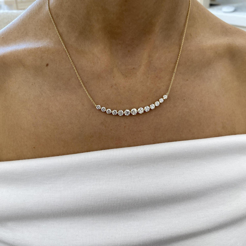 Diamond Collier Necklace 3.10 ct Yellow Gold