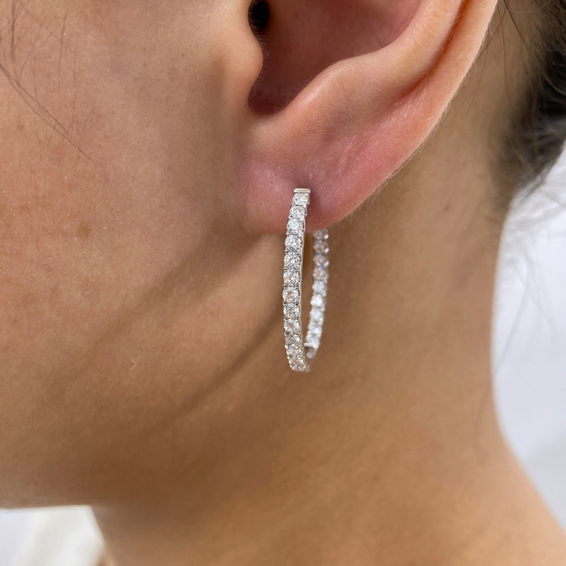 Diamond Hoop Earrings 1.2 ct White Gold