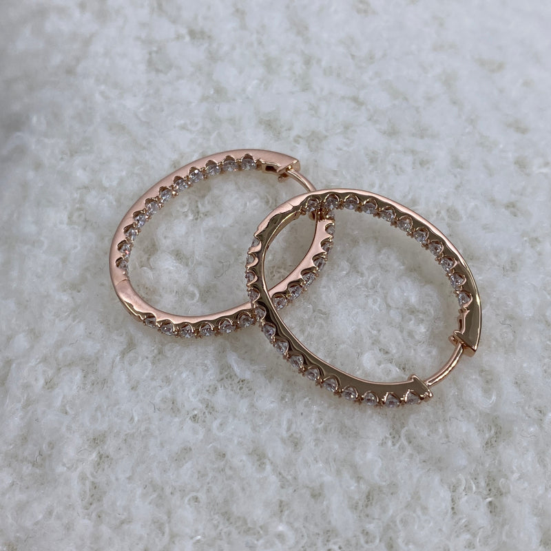 Diamond Hoop Earrings 1.2 ct Rose Gold