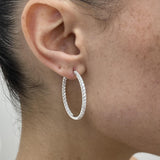 Diamond Hoop Earrings 1.71 Carat White Gold 14K