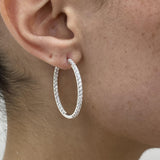 Diamond Hoop Earrings 1.71 Carat White Gold 14K