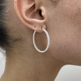 Diamond Hoop Earrings 1.71 Carat White Gold 14K
