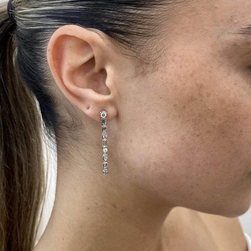 Diamond Drop Earrings 1.81 Carat White Gold 14K