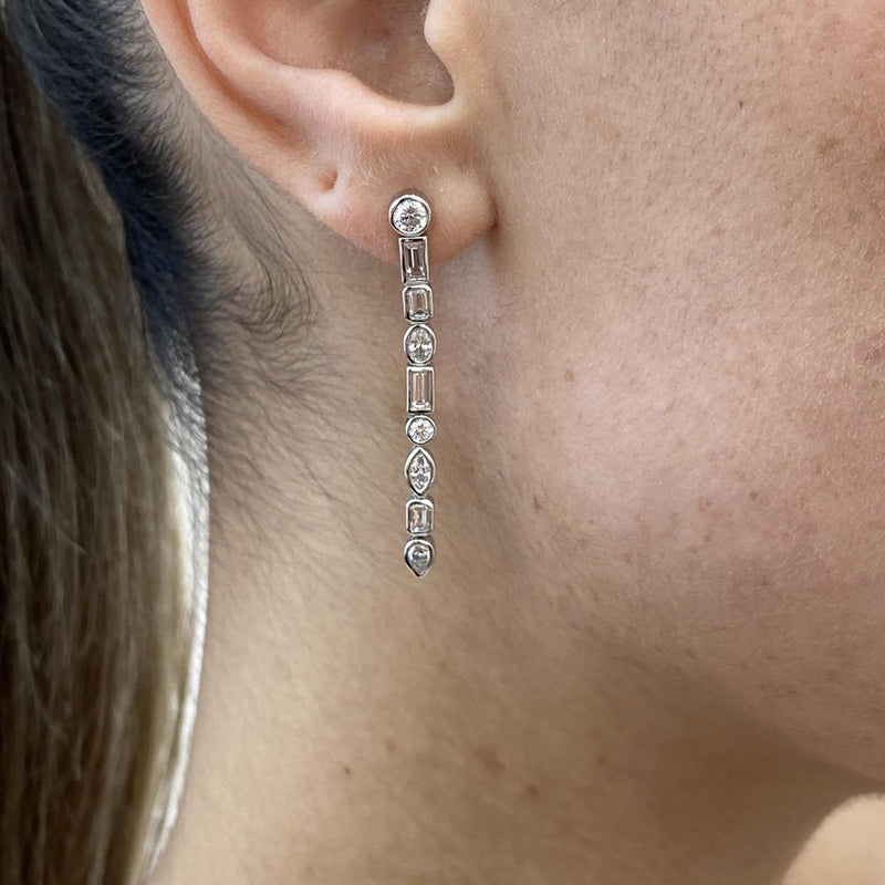 Diamond Drop Earrings 1.81 Carat White Gold 14K