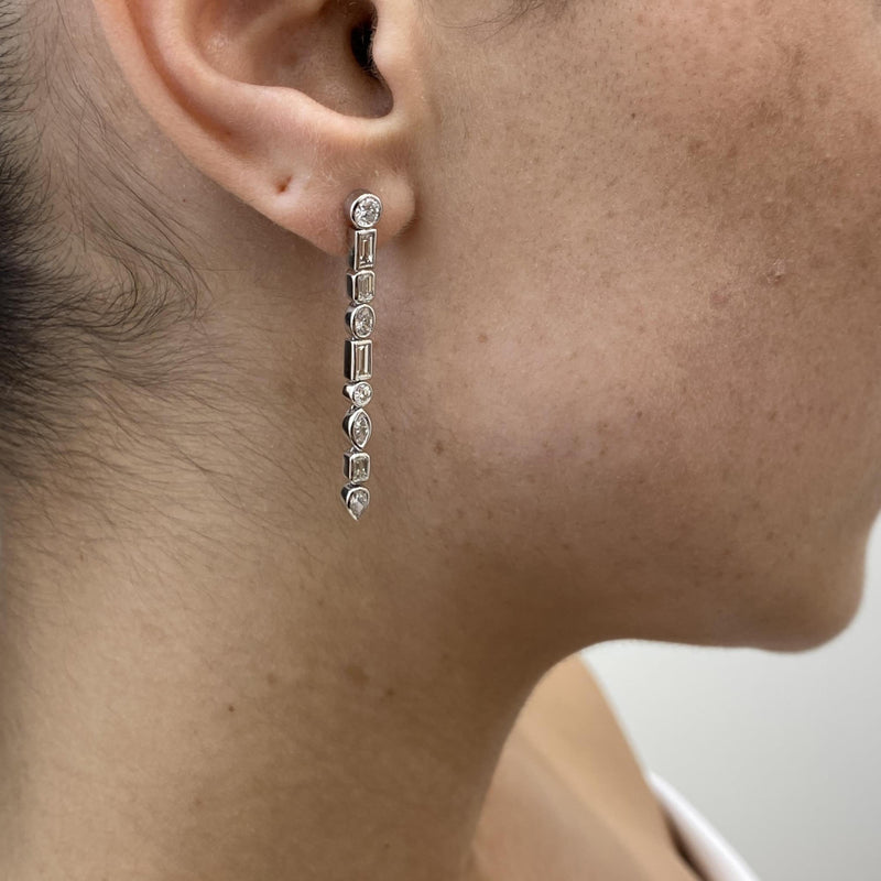Diamond Drop Earrings 1.81 Carat White Gold 14K