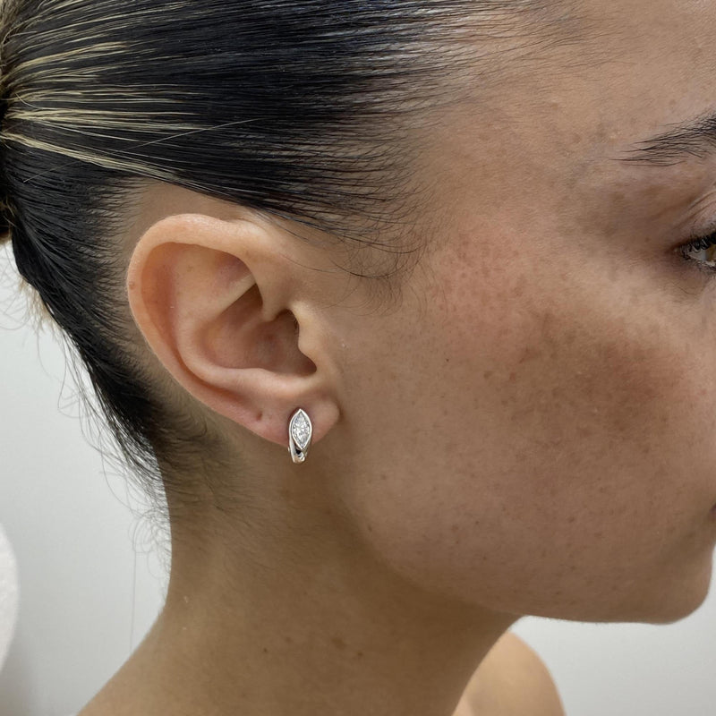 Diamond Huggie Earrings 0.63 Carat White Gold 14K