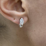 Diamond Huggie Earrings 0.63 Carat White Gold 14K