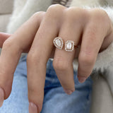 Diamond Two Stone Ring 1.10 Carat Rose Gold 14K