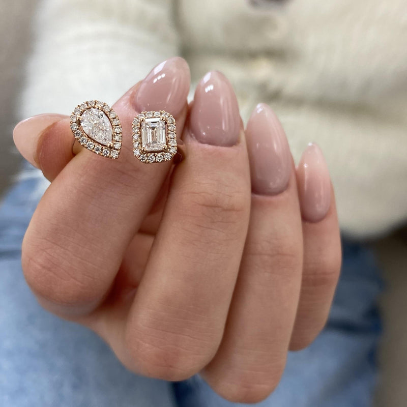Diamond Two Stone Ring 1.10 Carat Rose Gold 14K