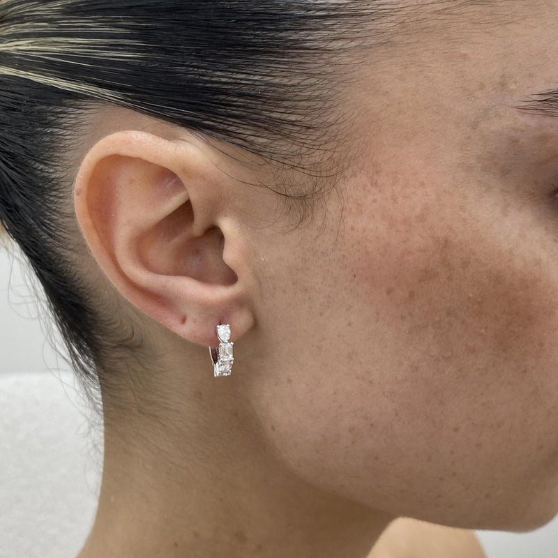 Diamond Huggie Earrings 1.28 Carat White Gold 14K