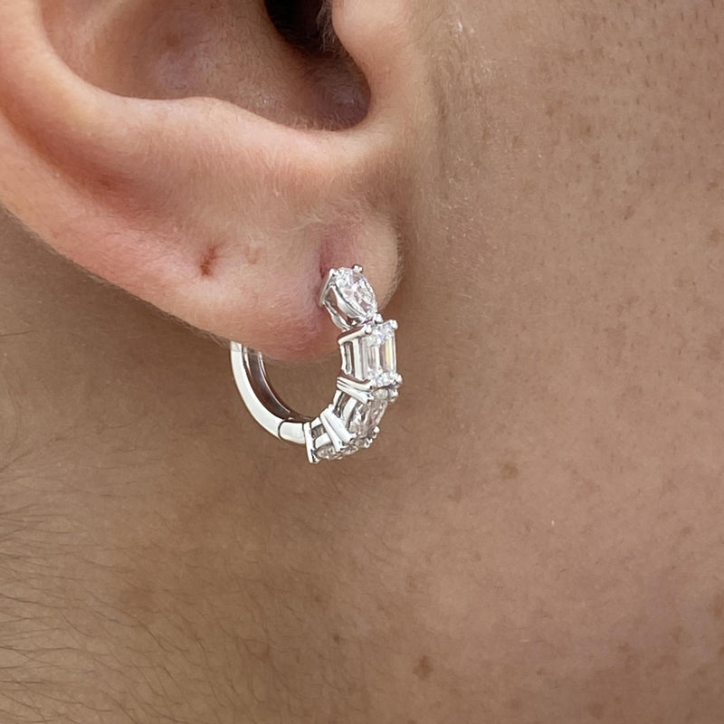 Diamond Huggie Earrings 1.28 Carat White Gold 14K