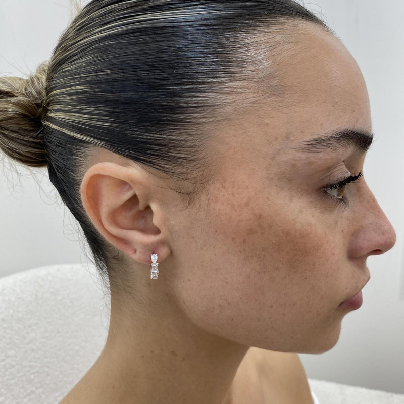 Diamond Huggie Earrings 1.28 Carat White Gold 14K