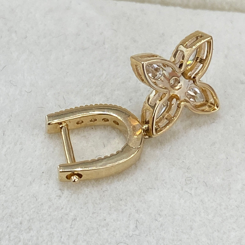 Diamond Dangle Earrings 0.95 ct Yellow Gold